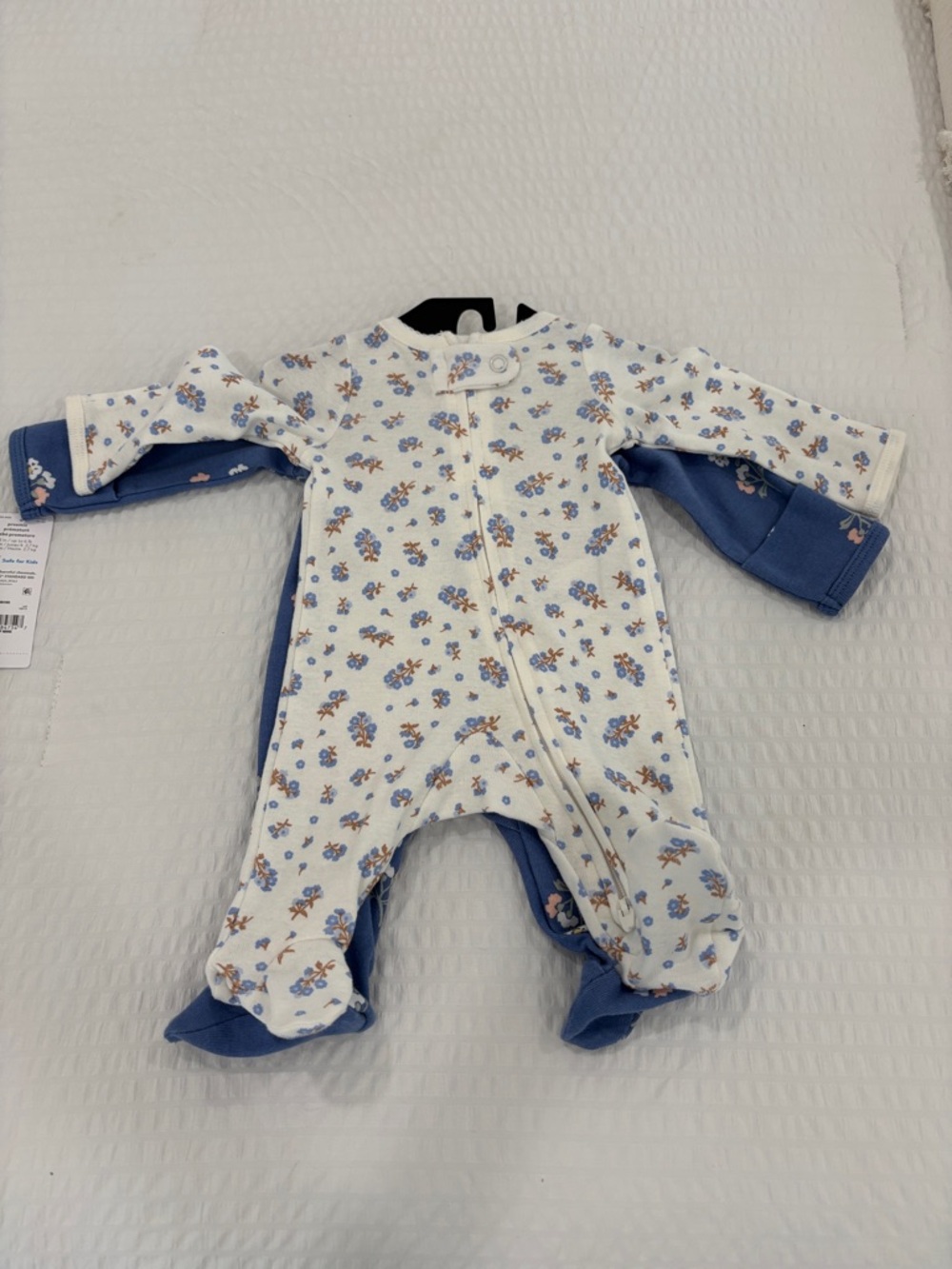 NWT Carters Blue Floral Footed zip up One-Piece Set (2-Pack) - Picture 2 of 3